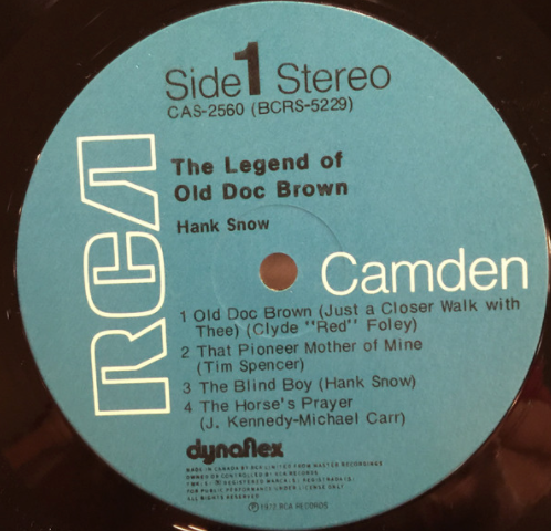 Hank Snow – The Legend Of Old Doc Brown