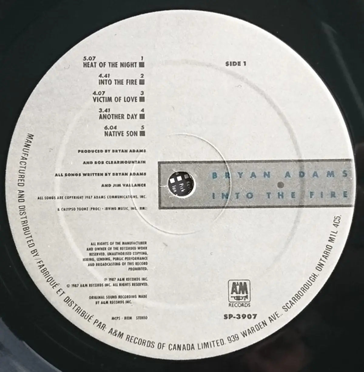 Bryan Adams – Into The Fire - Original de 1987 !