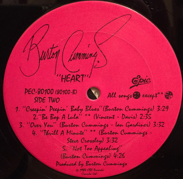 Burton Cummings – Heart - 1984 Original, Rare