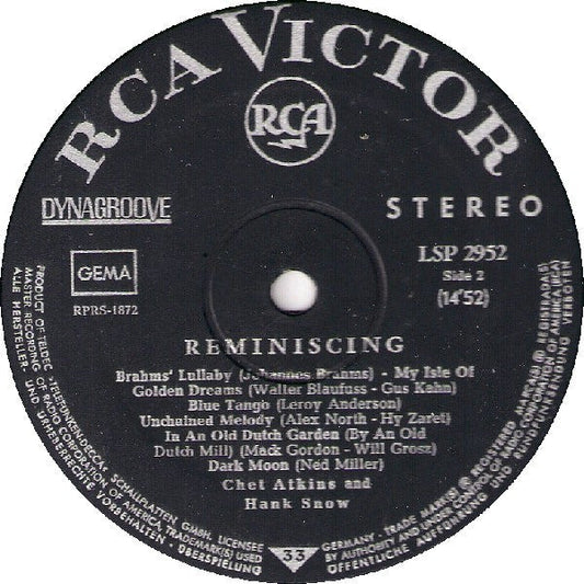 Chet Atkins And Hank Snow β Reminiscing - 1964 German Pressing