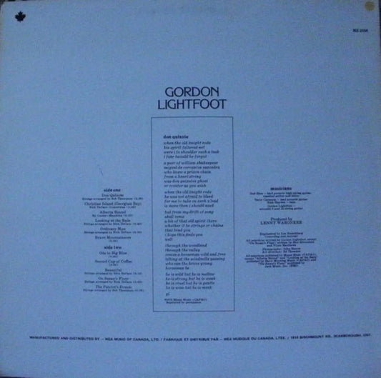 Gordon Lightfoot – Don Quichotte - Original de 1972 !