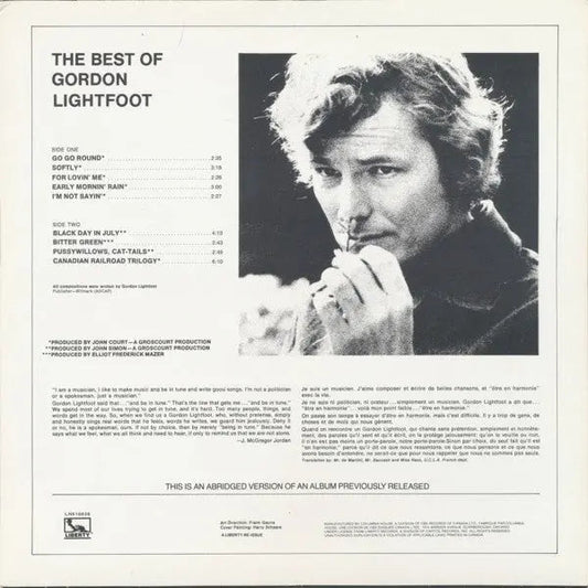 Gordon Lightfoot – Le meilleur de Gordon Lightfoot - Pressage 1980