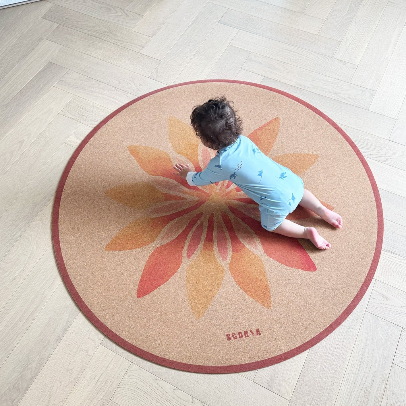 Solar Bloom Round Cork Yoga Mat | Multi-use | 53" dia