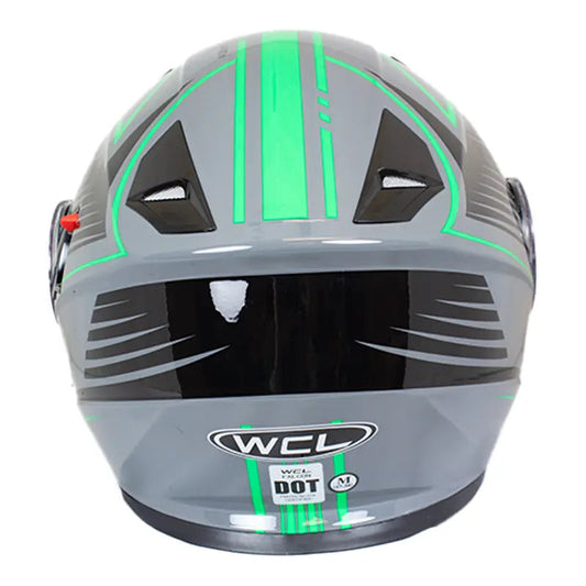 West Coast Leather Black and Green Leather Biker Helmet
