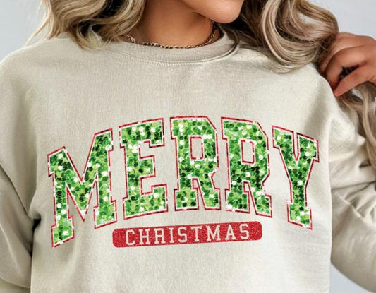 Sweatshirt Hoodie T-Shirt Christmas Merry Christmas Flax Sparkles