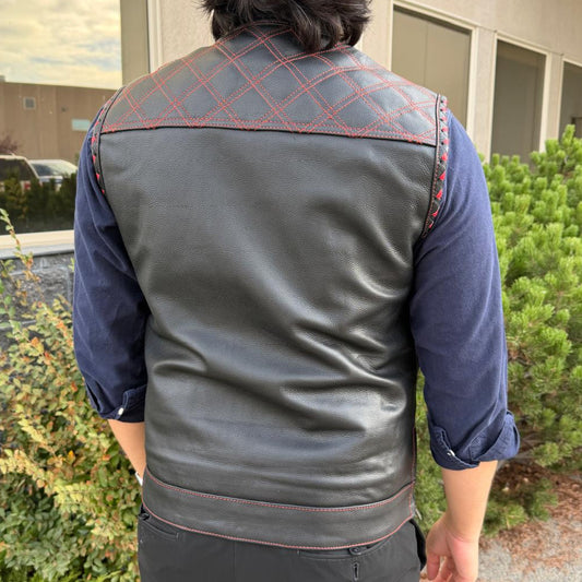 Men's Genuine Cow Leather Biker Club Vest