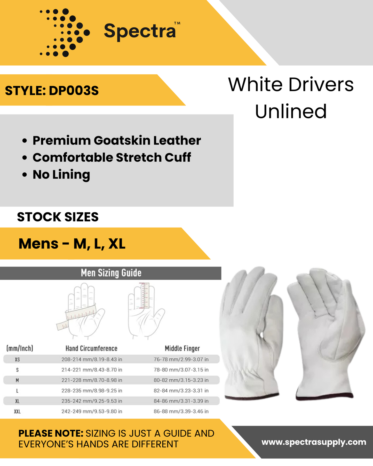 White Drivers Unlined