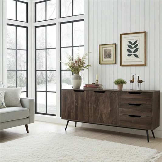 Buffet Scandinave en bois d'acacia brun foncé