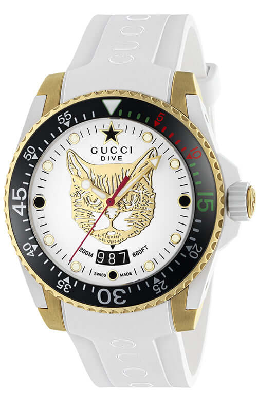 GUCCI DIVE Yellow Gold PVD Steel Watch YA136322