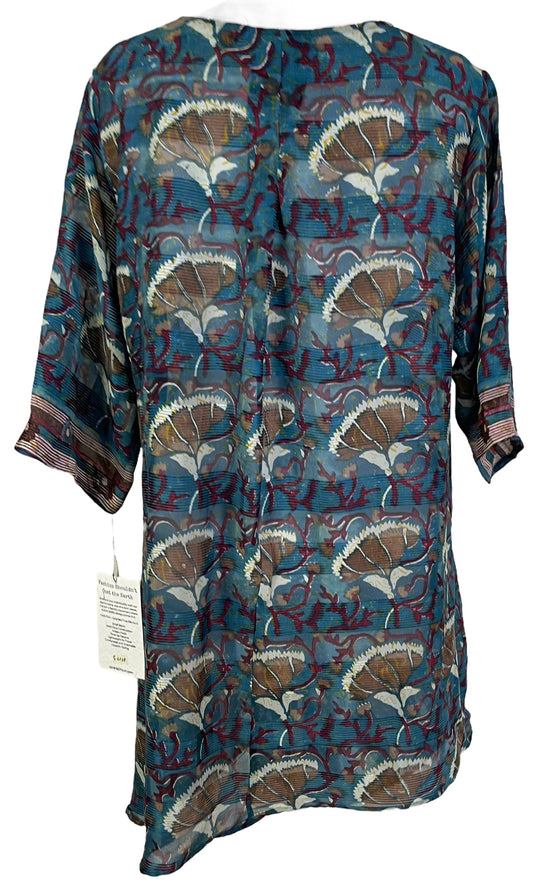 PRG6038 Sheer Avatar Pure Silk Self Pocket Tunic Dress