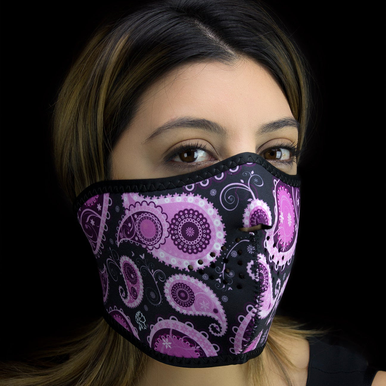 ZANheadgear Half Mask Neoprene Purple Paisley