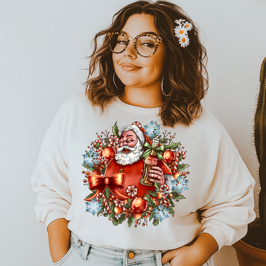 Crewneck T-Shirt Vintage Coca-Colaa Santa – Christmas Wreath Design Hoody Or Sweatshirt
