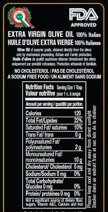 Extra Virgin Olive Oil, 100% ITALIAN Olives, 500 ml