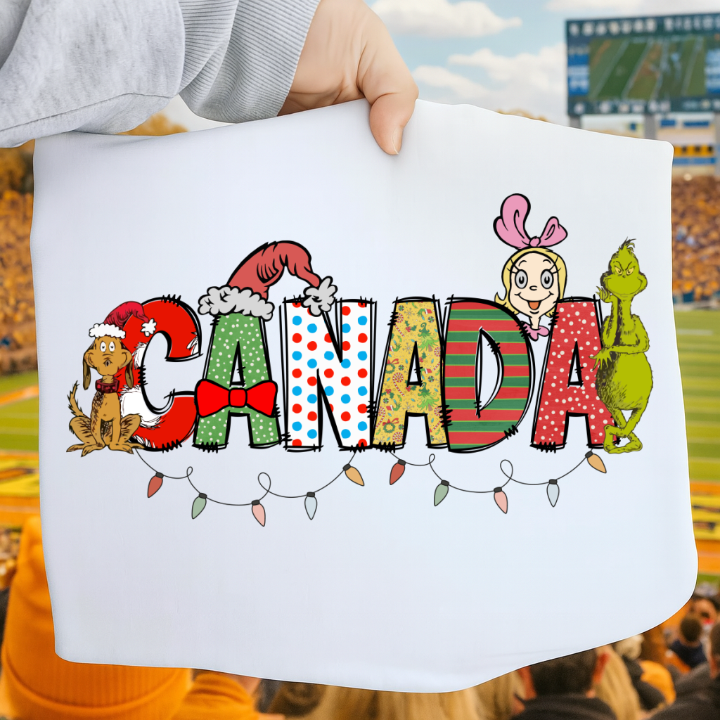 DTF Transfer Canada Christmas Sweatshirt β Festive Grinchh & Holiday Characters Design