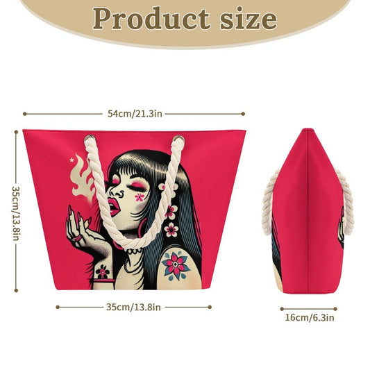 Pink Diesel Hemp rope tote bag