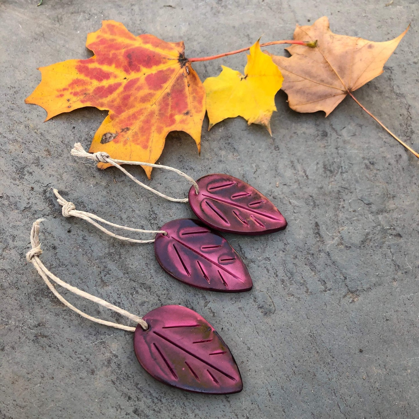 Autumn Leaf Ornaments, Rustic Fall Décor or Christmas Tree Decoration
