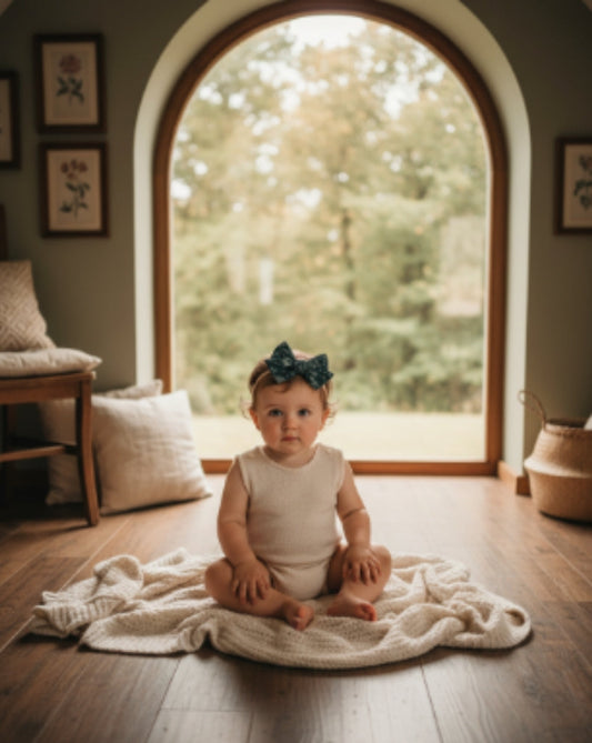 Blue Floral Oversize Bow