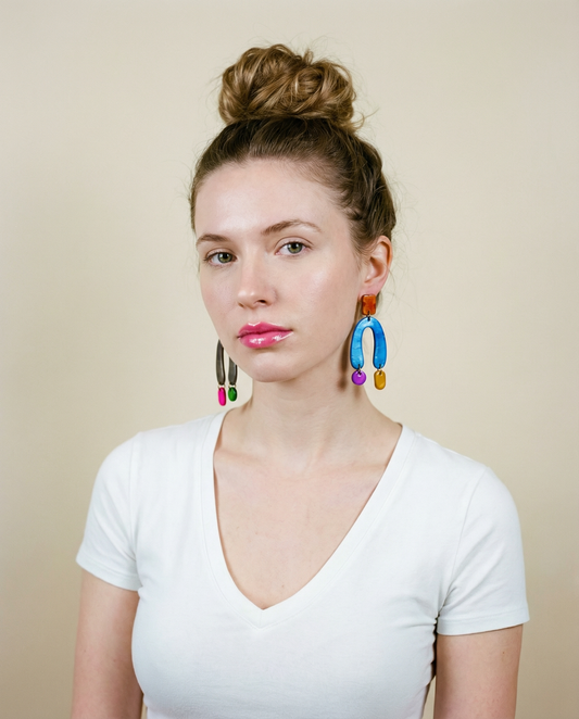 Colorful Oversized Mismatched Arch Earrings