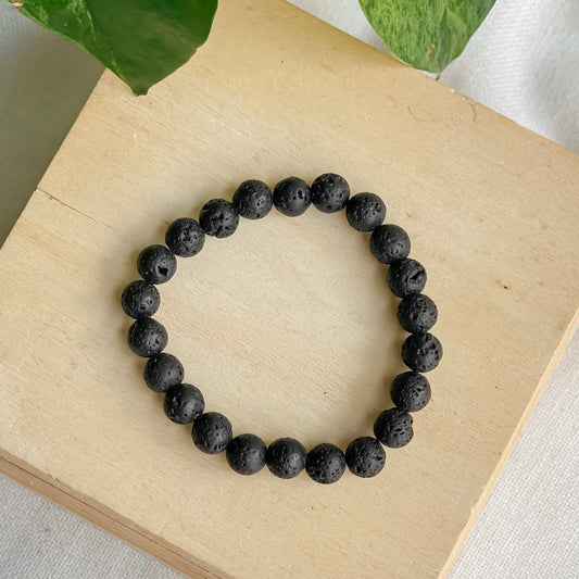 LAVE | Bracelet diffuseur en pierres de lave noire