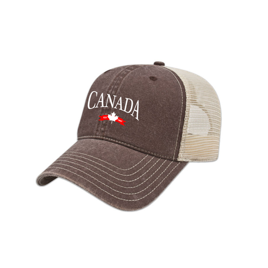 CANADA VARSITY EMBROIDERED VINTAGE TRUCKER CAP