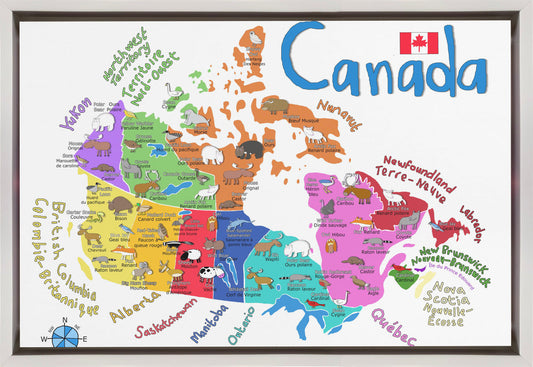 Wall art Illustrated Map of Canada with Animals by Carla Daly