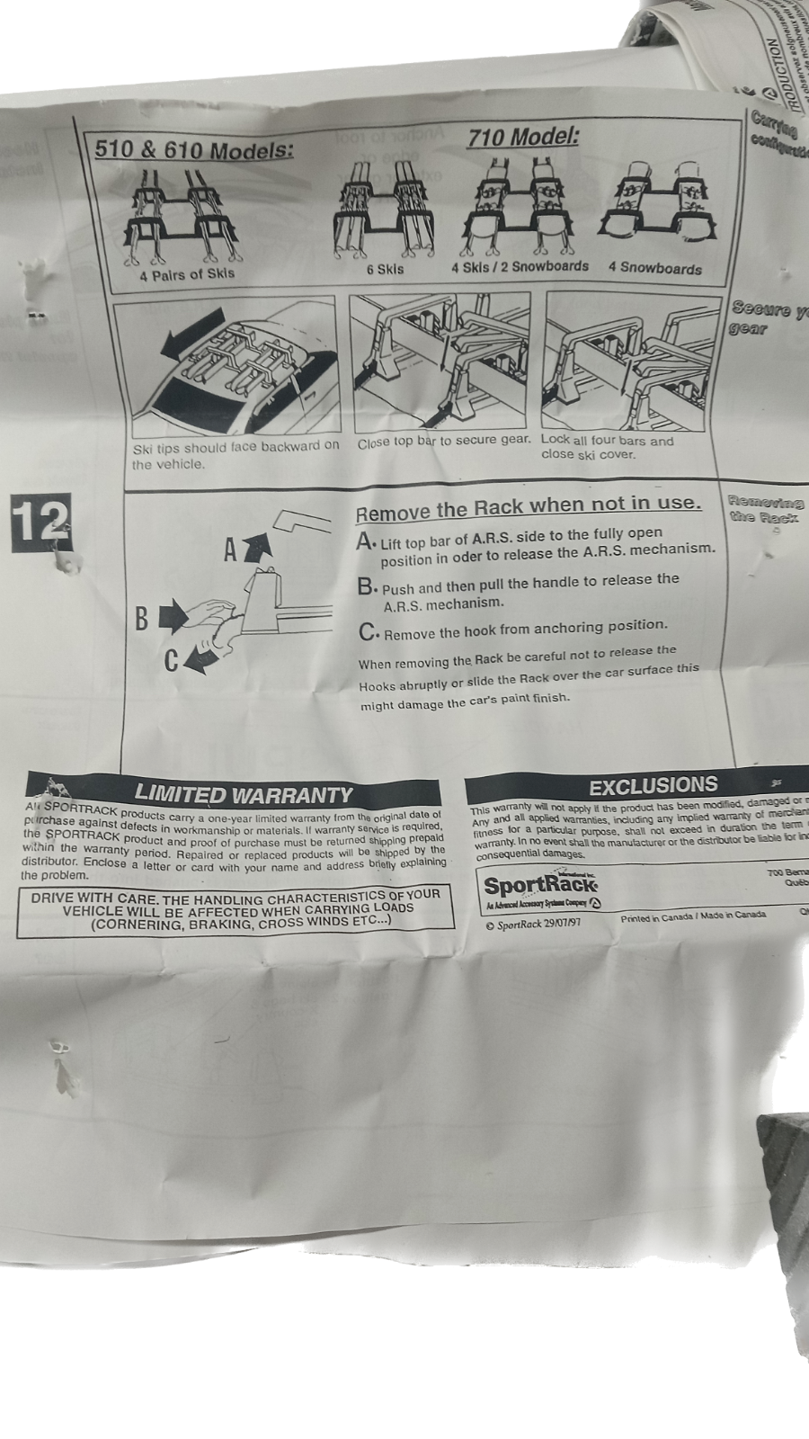 SportRack Ski & Snowboard Rooftop Rack