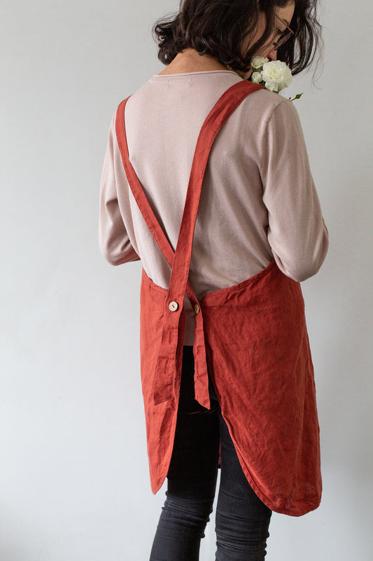 Linen Apron - Terracota