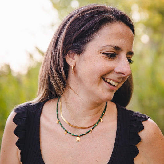 Collier en Malachite avec pendentif arbre de vie | DEMETER