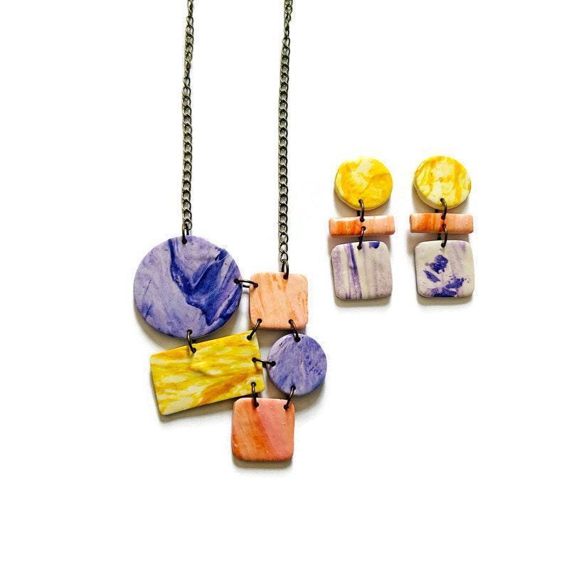 Pastel Geometric Earrings Handmade