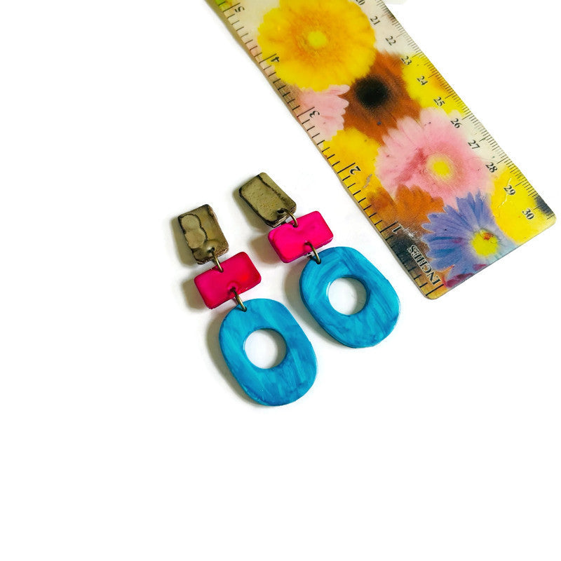 Colorful Geometric Necklace Handmade