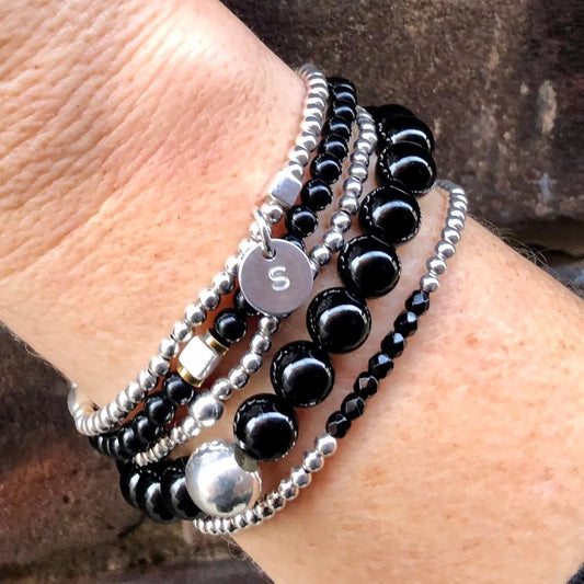Warrior Initial Bracelet Stack