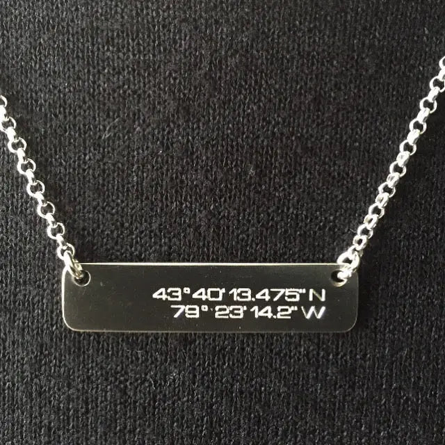 GPS Coordinates Necklace - Horizontal Bar
