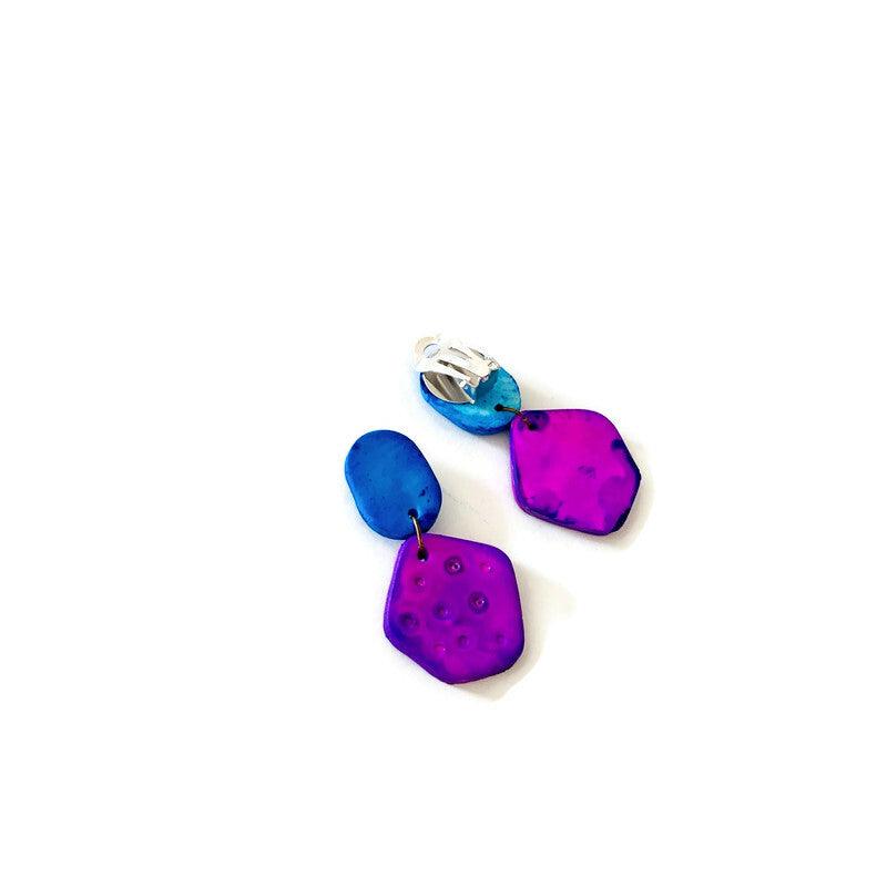 Cute Clay Stud Earrings Painted in Two Colors