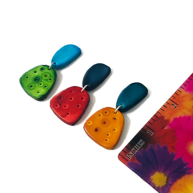 Handmade Summer Statement Earrings, Post or Clip On – "Duke"