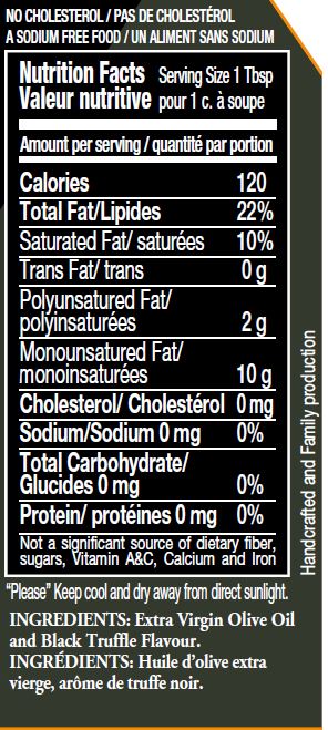 Black Truffle Oil 250 ml - First Cold Pressed, Non GMO