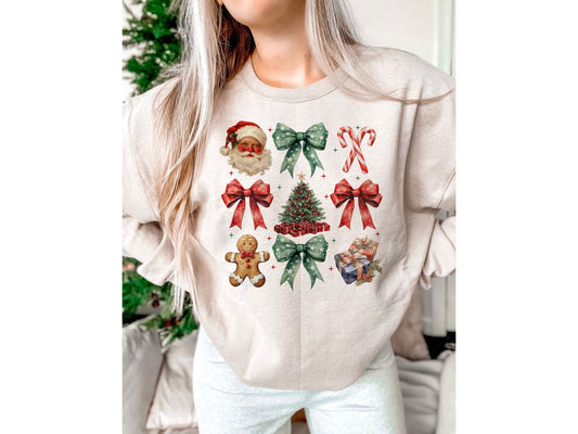Sweatshirt Hoodie T-Shirt Christmas Santa Bows Gingerbread Candy Canes