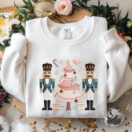 Embroidered Nutcracker Christmas Crewneck Sweater