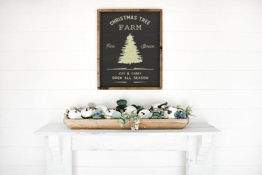 Farm Fresh Christmas Trees | Rustic Wooden Christmas Sign | Farmhouse Wood Framed Sign | Christmas and Winter | Many Sizes |