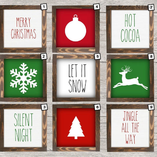 Christmas Mini Signs | Christmas Tiered Tray Decor | Christmas Decor