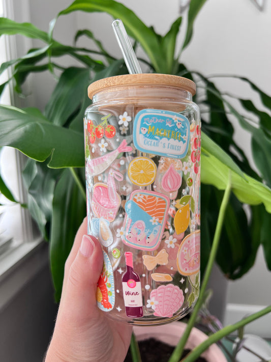 Italian Summer Sardines Glass Cup