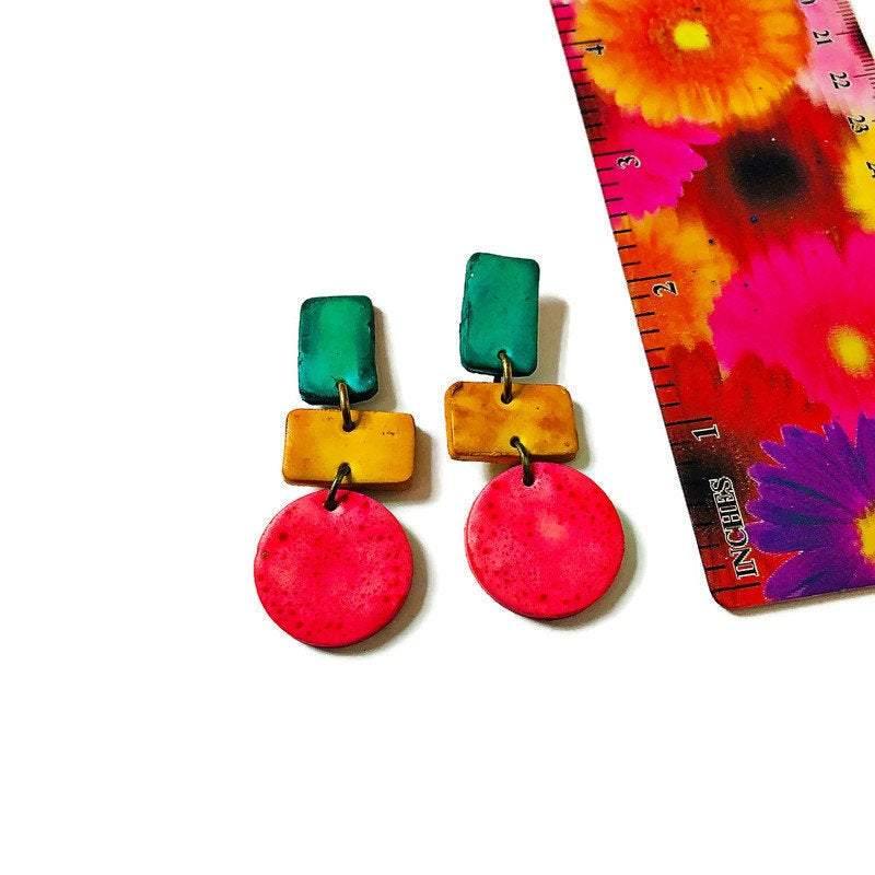 Long Pastel Statement Earrings, Post or Clip On – "Dani"