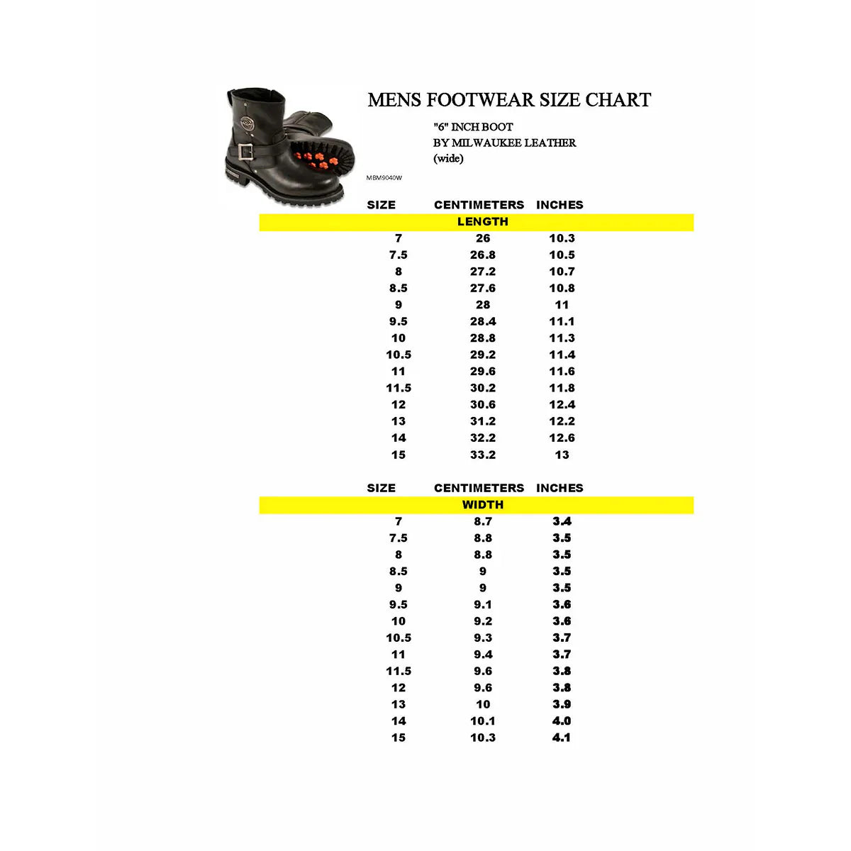 Milwaukee Leather Men's Wide 6" Side Zip Motorcycle Boots