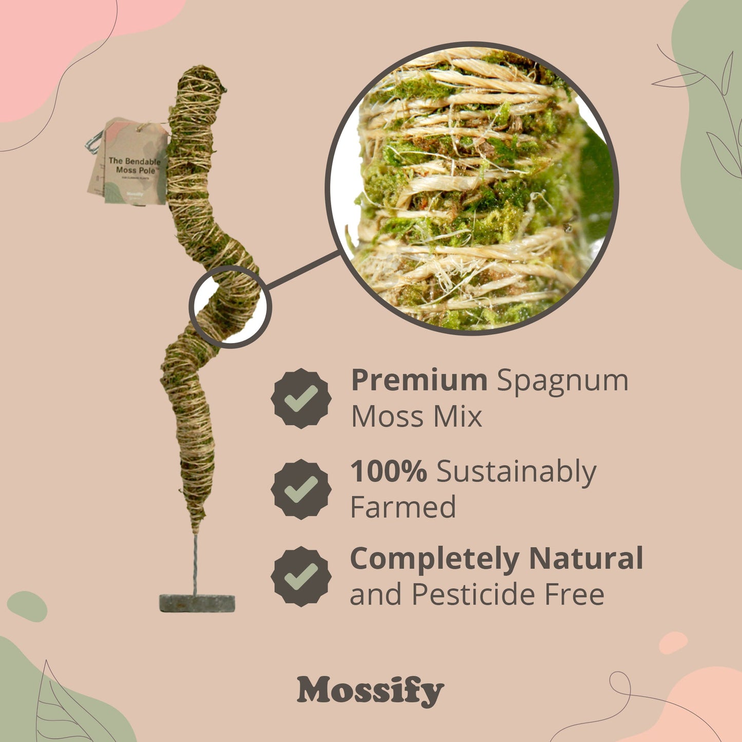 The Original Bendable Moss Pole⢠- Best Seller (Pins Included)