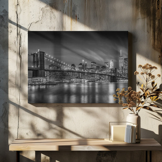 Wall art-BROOKLYN BRIDGE Nightly Impressions - Monochrome