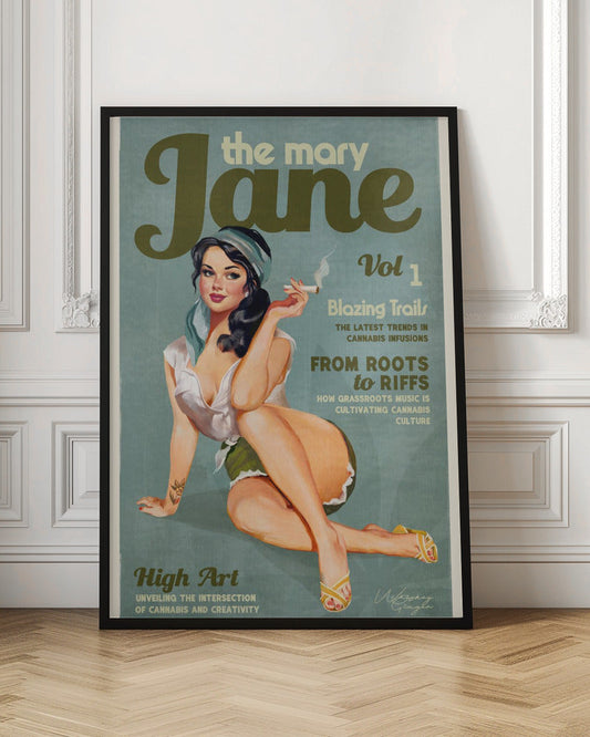Wall art Mary Jane Retro Vintage Pinup Cannabis Art