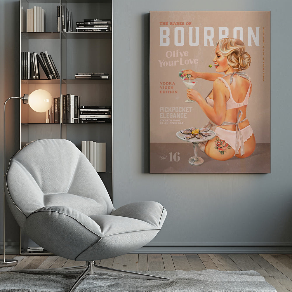 Wall art Babes of Bourbon Vol 16 Vintage Vodka Martini Pin Up Girl