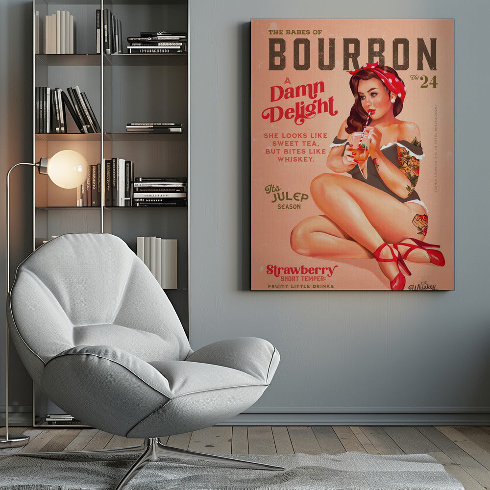 Wall art Babes of Bourbon Vol 22 Vintage Pinup Girl Drinking A Cocktail