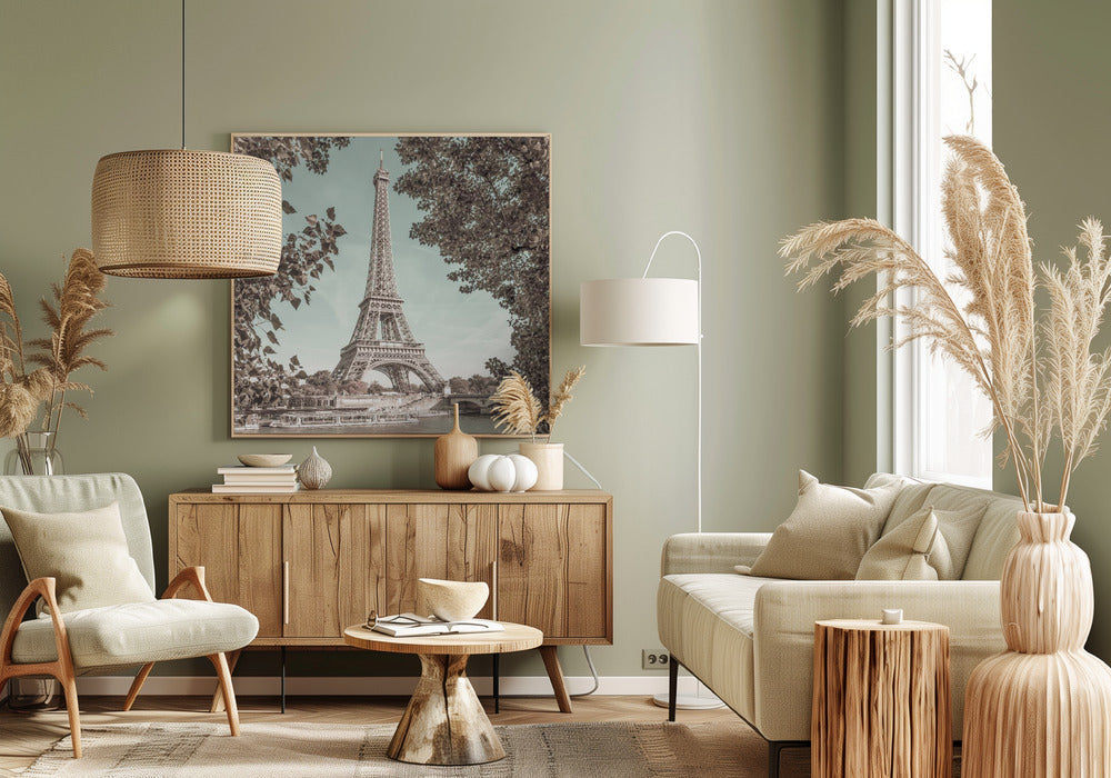 Wall art PARIS Eiffel Tower & River Seine | urban vintage style