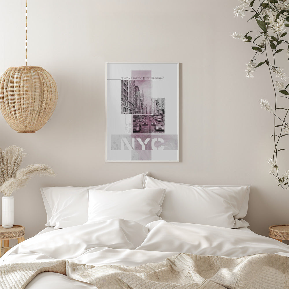 Wall art Poster Art NYC Fifth Avenue Traffic | pink marble