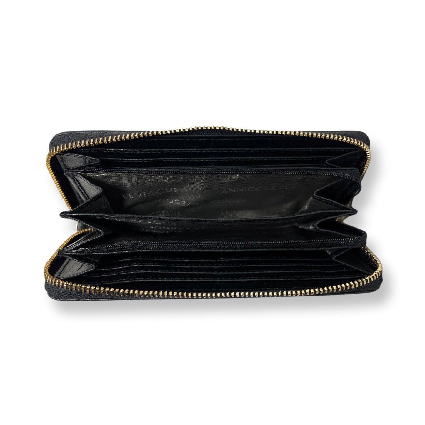Petit Portefeuille en cuir véritable Noir Embossé Croco, Carla